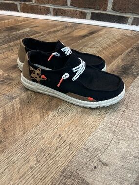 Women’s Black and Brown Slip-On Wendy Casual Sneakers with Leopard Accent